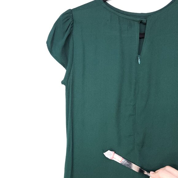 Reformation Frasier Midi Dress 2 Forest Green Leg Slit Short Sleeve Side Button - Picture 4 of 16